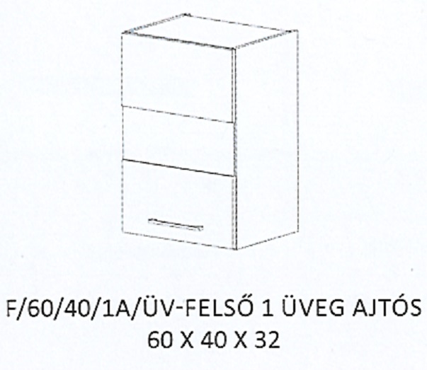 ANIKÓ F/60/40/1A/ÜV-FELSŐ 1 üveg ajtós elem - BALOS