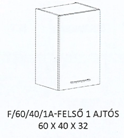 GRÉTA F/60/40/1A-FELSŐ 1 ajtós elem - JOBBOS