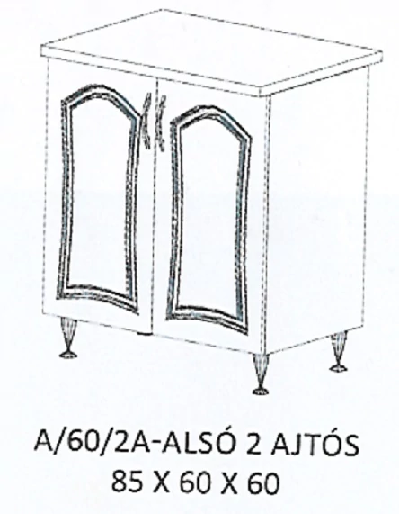 FLÓRA A/60/2A-ALSÓ 2 ajtós munkalapos elem