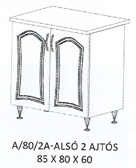 FLÓRA A/80/2A-ALSÓ 2 ajtós munkalapos elem