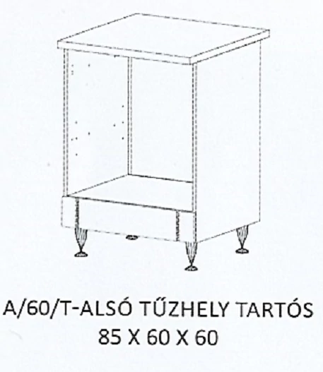 ORSI A/60/T-ALSÓ tűzhely tartós munkalapos elem