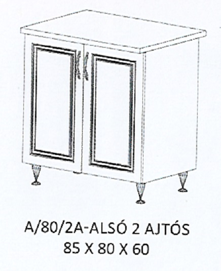 ORSI A/80/2A-ALSÓ 2 ajtós munkalapos elem