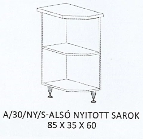 ORSI A/30/NY/S-ALSÓ munkalapos nyitott sarok elem BALOS