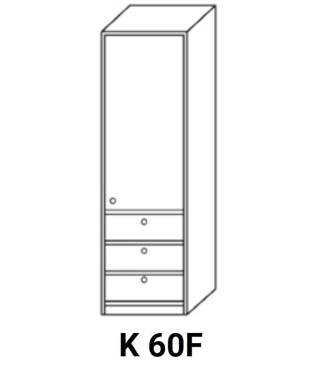 LAURA K60F zárt ajtós fiókos kamra elem, jobbos