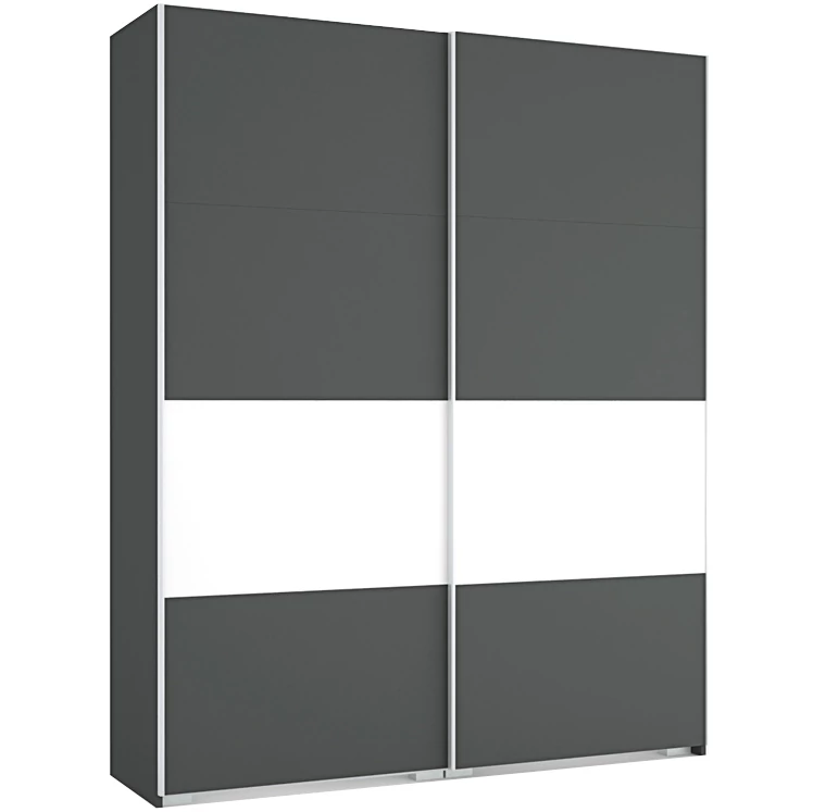 FŐNIX 194 cm tolóajtós gardrób - Matt Sötétszürke / Rusztik Fehér (Erezett Fehér) / Szürke profil