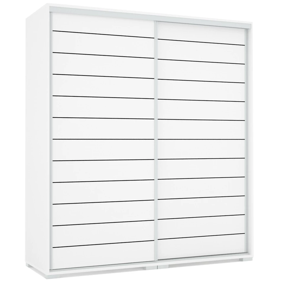 PORTO 180 cm tolóajtós gardrób - Rusztik Fehér (Erezett Fehér)