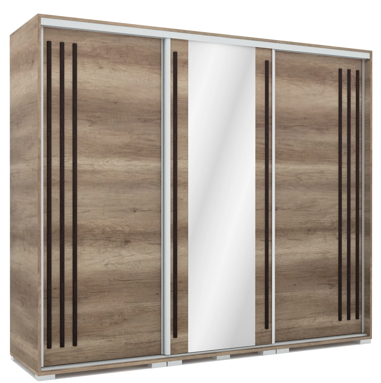SZANDRA 239 cm tolóajtós gardrób 1 TÜKÖRREL - Canyon Tölgy / Wenge