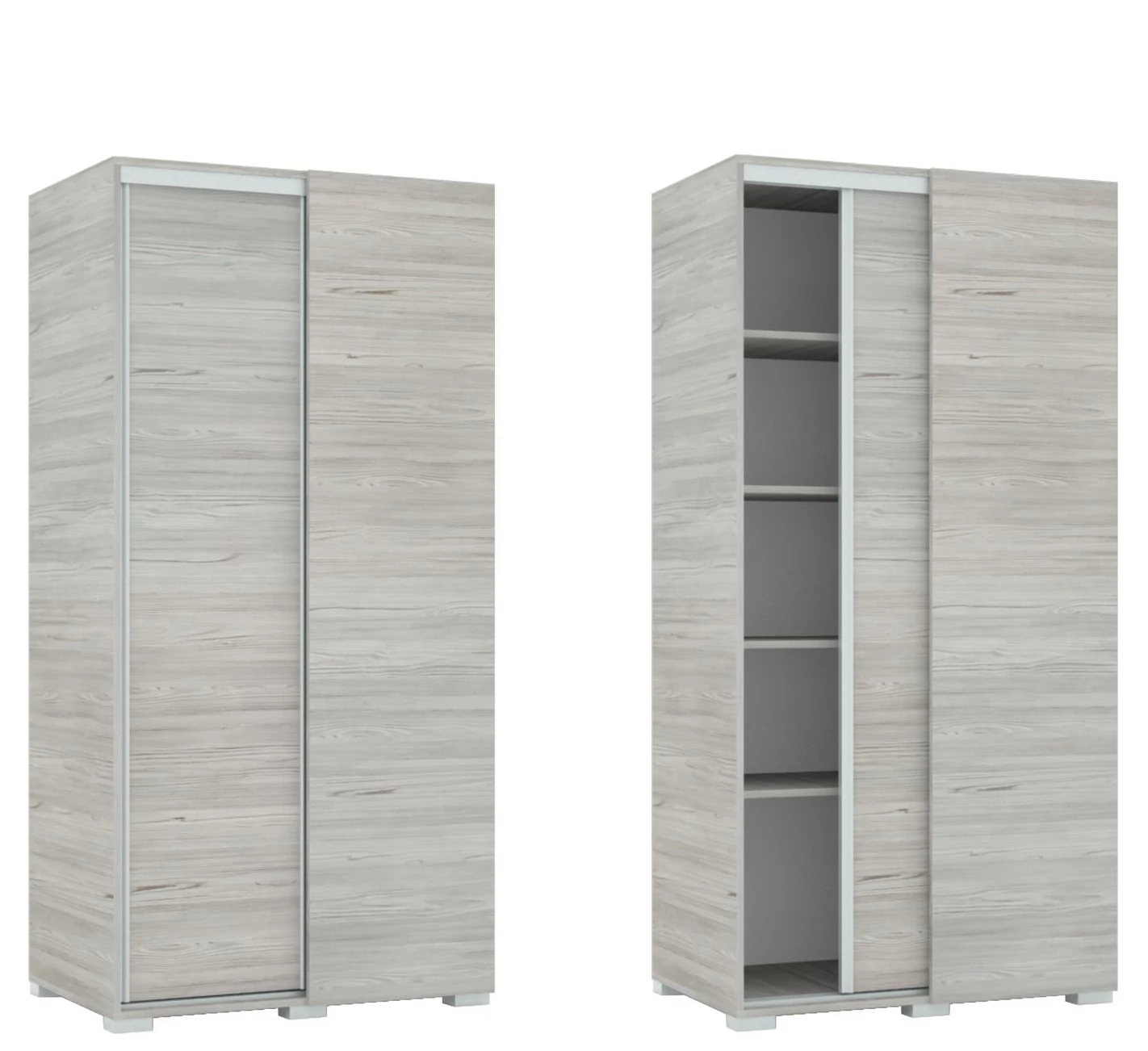 Tolóajtós Gardrób Sarokelem 4db polccal 100 cm  - Katthult