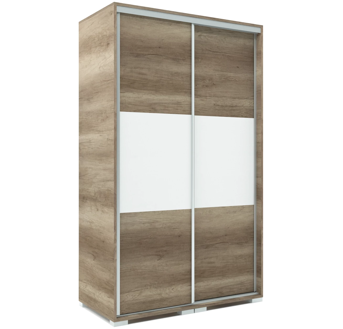LUX 120 cm tolóajtós gardrób - Canyon Tölgy (korpusz-ajtó) / Rusztik Fehér (Erezett Fehér) (betét)